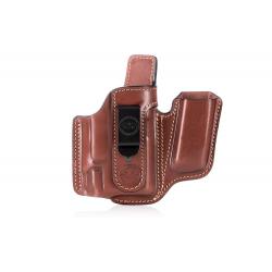 Appendix concealed carry leather holster for guns with light and with magazine pouch Classic