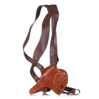 Outlet Leather Horizontal Shoulder Holster with Counterbalance for Guns with Lasers or Lights Plus Red Dot Sights / Convertible to OWB