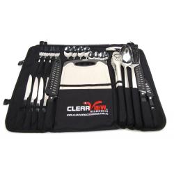 Camp Cutlery Set By Clearview Accessories, Stainless Steel Utensils With Carry Bag, 25-Piece Set