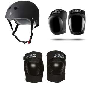 Triple 8 The Certfied Sweatsaver Skateboard Helmet 2026 - S/M Package (S/M) + X-Large Adult Knee Pads in White size S/M/Xl | Nylon