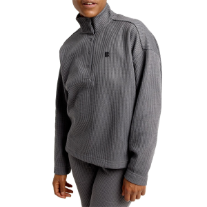 Women's Burton Amora Waffle Mock Neck Sweater in Gray size X-Large | Spandex/Polyester