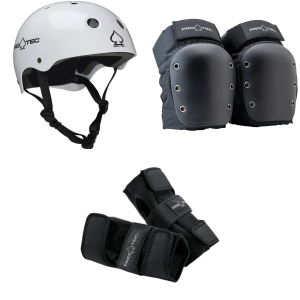 Pro-Tec Classic Skate Skateboard Helmet 2025 - XS Package (XS) + M Adult Knee Pads in Black size Xs/M | Nylon