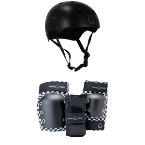 Pro-Tec Classic Skate Skateboard Helmet 2025 - Small Package (S) + Youth Medium Kids Pad Sets in Black size S/Youth Medium | Nylon