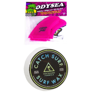 Catch Surf Hi-Performance Safety-Edge Tri Fin Set 2026 - 4.5 Package (4.5 in) + Wax in Blue | Rubber