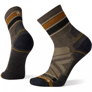 Smartwool Hike Light Cushion Striped Mid Crew Socks Men's 2024 in Brown size X-Large | Nylon/Wool/Elastane
