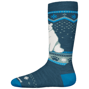 Kid's Smartwool Wintersport Full Cushion Polar Bear OTC Socks 2026 in Blue size Small | Nylon/Wool/Elastane