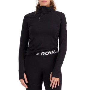Women's MONS ROYALE Olympus Half Zip Top 2026 in Black size X-Large | Wool/Elastane