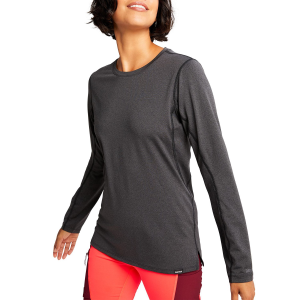 Women's Burton Essential Tech Long Sleeve Crew Top in Gray size Large | Spandex/Polyester