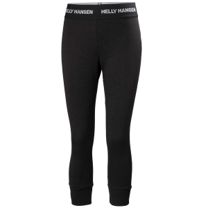 Women's Helly Hansen Lifa Midweight 3/4 Baselayer Pants 2024 in Black size X-Large | Wool