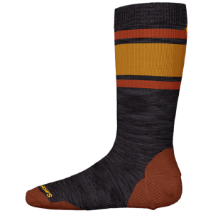 Kid's Smartwool Wintersport Full Cushion Stripe OTC Socks 2025 in Gray size Large | Nylon/Wool/Elastane