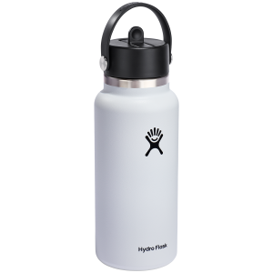 Hydro Flask 32oz Wide Mouth Flex Straw Cap Water Bottle 2025 in White