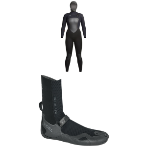 Women's XCEL 5/4 Infiniti Hooded Wetsuit 2024 - 2 Package (2) + 7 Booties in Black size 2/7 | Rubber/Neoprene/Plastic