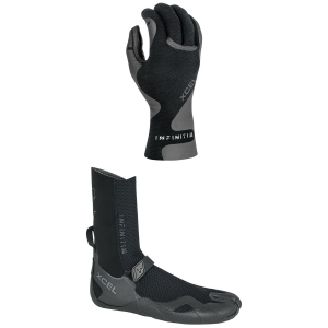 XCEL 3mm Infiniti 5-Finger Wetsuit Gloves - Medium Package (M) + 5 Booties in Black size M/5 | Rubber/Neoprene