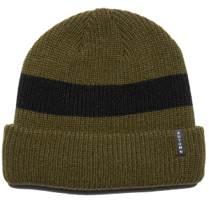 Autumn Band Fleece Lined Beanie Hat in Green