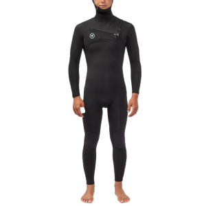 Vissla 7 Seas 4/3 Chest Zip Hooded Wetsuit 2026 in Black size Large | Nylon/Neoprene