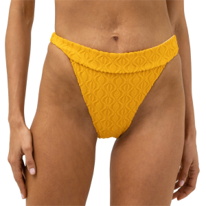 Women's Rhythm Ripple Terry Hi Banded Bikini Bottom 2023 Gold size X-Small | Spandex/Polyester