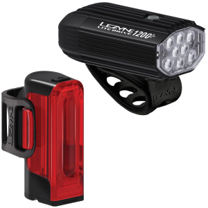 Lezyne Lite Drive 1200+ / Strip Drive Pro 400+ Bike Light Set 2025 in Black | Aluminum