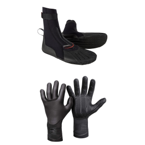 O'Neill 3mm Heat Round Toe Wetsuit Boots 2026 - 8 Package (8) + XS Gloves in Black size 8/Xs | Rubber/Neoprene