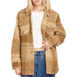 Women's Volcom Silent Sherpa Jacket 2023 Brown size Medium | Polyester