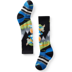 Kid's Smartwool Wintersport Full Cushion Mountain Moose OTC Socks 2026 in Black size X-Small | Nylon/Wool/Elastane