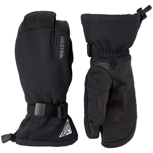 Hestra Powder Gauntlet 3 Finger Mittens 2026 in Black size 11 | Leather/Polyester
