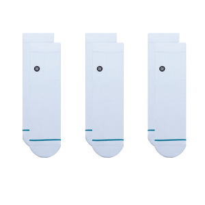 Stance Icon Quarter 3-Pack Socks 2026 in White size Large | Nylon/Cotton/Elastane