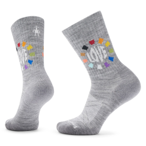 Smartwool Athletic Pride Pattern Crew Socks Unisex 2024 in Gray size Large | Nylon/Wool/Elastane