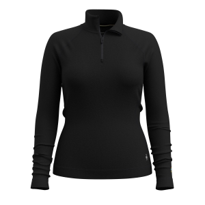 Women's Smartwool Classic Thermal Base Layer 1/4 Zip Top 2026 in Black size X-Small