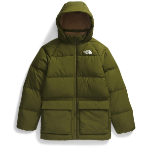 Kid's The North Face Teen North Down Fleece-Lined Short Parka Jacket 2025 in Green size Medium | Polyester