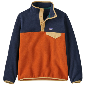 Kid's Patagonia Lightweight Synchilla Snap-T Pullover 2025 in Orange size X-Large | Spandex/Polyester