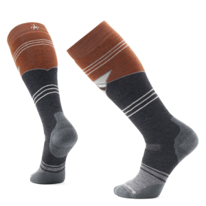 Smartwool Snowboard Full Cushion Mountain Geo OTC Socks 2025 in Gray size Large | Nylon/Wool/Elastane