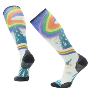 Smartwool Zero Cushion Rainbow Trails Print OTC Socks 2026 in Blue size X-Large | Nylon/Wool/Elastane