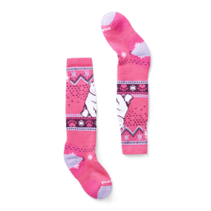 Kid's Smartwool Wintersport Full Cushion Polar Bear OTC Socks 2025 in Pink size Large | Nylon/Wool/Elastane