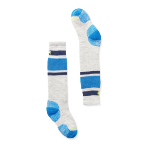 Kid's Smartwool Wintersport Full Cushion Stripe OTC Socks 2025 in Blue size Small | Nylon/Wool/Elastane