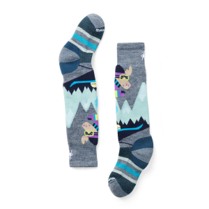 Kid's Smartwool Wintersport Full Cushion Mountain Moose OTC Socks 2025 in Blue size X-Small | Nylon/Wool/Elastane