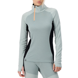 Women's MONS ROYALE Olympus Half Zip Top 2025 in Green size X-Large | Wool/Elastane