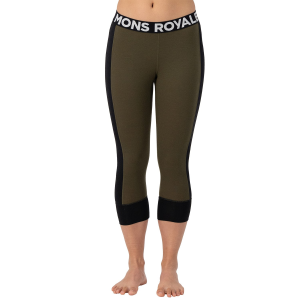 Women's MONS ROYALE Cascade Flex 200 3/4 Leggings 2026 in Green size 2X-Large | Nylon/Wool/Elastane