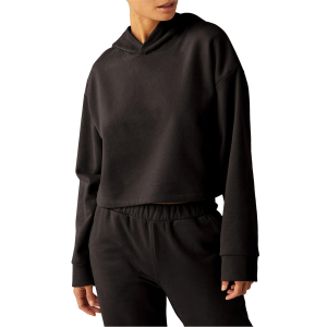 Women's Beyond Yoga Happiness Cropped Hoodie 2024 in Black size Large | Cotton/Polyester