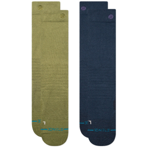 Stance Iconic Mid Poly Snow Socks 2-Pack 2025 in Green size Large | Nylon/Elastane/Polyester