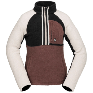 Women's Volcom Demi Half-Zip Fleece 2025 in Brown size X-Large | Polyester
