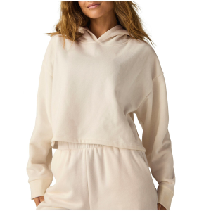 Women's Beyond Yoga Happiness Cropped Hoodie 2024 in White size Large | Cotton/Polyester