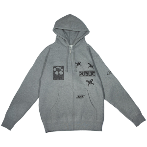 Public Snowboards Sum Zip Hoodie Men's 2024 in Gray size Large