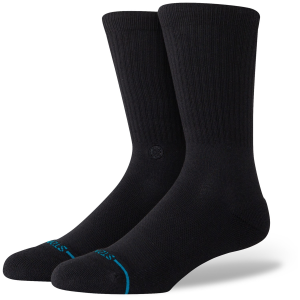 Stance Icon Organic Crew Socks 2024 in Black size Medium | Nylon/Cotton/Elastane