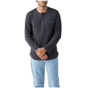Seager Sawpit Henley Long-Sleeve Thermal Men's 2024 in Black size Medium | Cotton