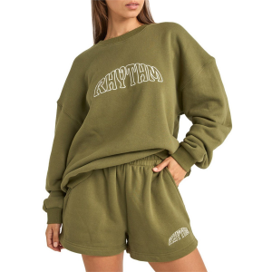 Women's Rhythm College Crew Neck Fleece 2025 Green size Small | Cotton