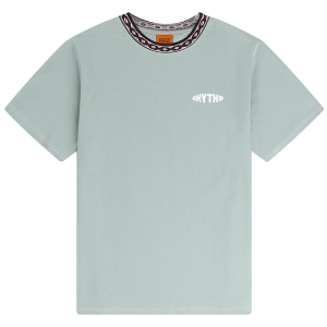 Rhythm Contrast Neckband Short-Sleeve T-Shirt Men's 2025 Blue in Teal size Medium | Cotton