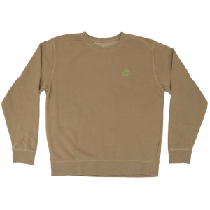 evo x NST Embroidered Pigment Dyed Crew Neck Sweatshirt Unisex 2024 in Khaki size Large | Cotton/Polyester