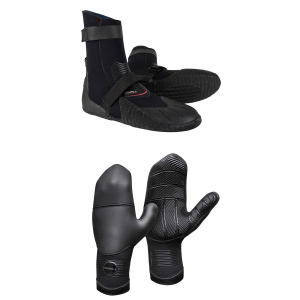O'Neill 5mm Heat Round Toe Boots 2026 - 11 Package (11) + L Gloves in Black size 11/L | Rubber/Neoprene