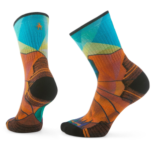 Women's Smartwool Hike Targeted Cushion Mountain Prism Print Crew Socks 2025 in Orange size Small | Nylon/Wool/Elastane