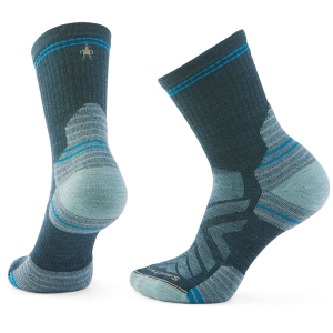 Women's Smartwool Hike Targeted Cushion Mid Crew Socks 2025 in Blue size Medium | Nylon/Wool/Elastane